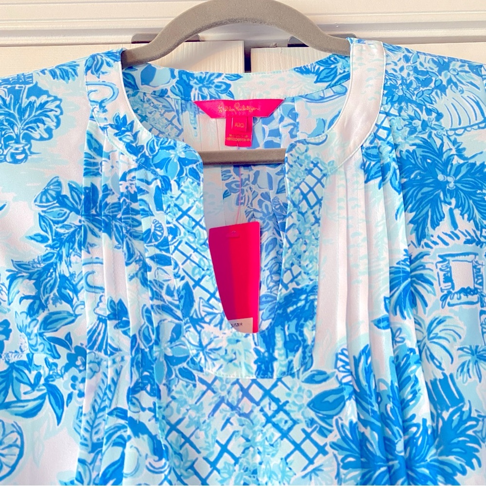 NWT Lilly Pulitzer Blue and White Colby Top in Toile Me About It, XXS - Picture 4 of 12